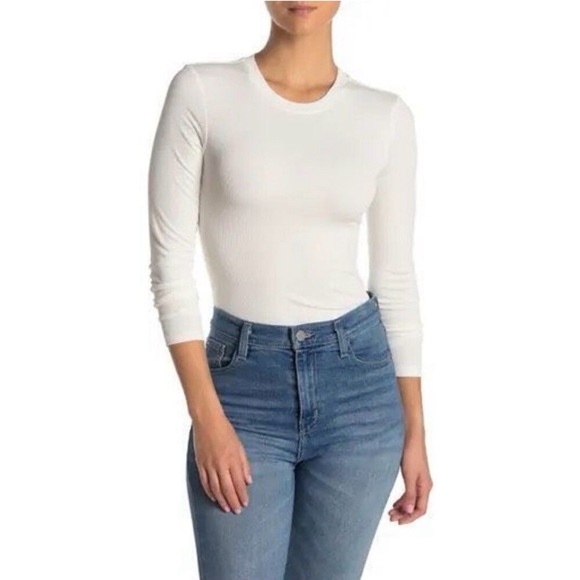 Elodie Tops - Elodie White Long Sleeve Bodysuit – Size M
